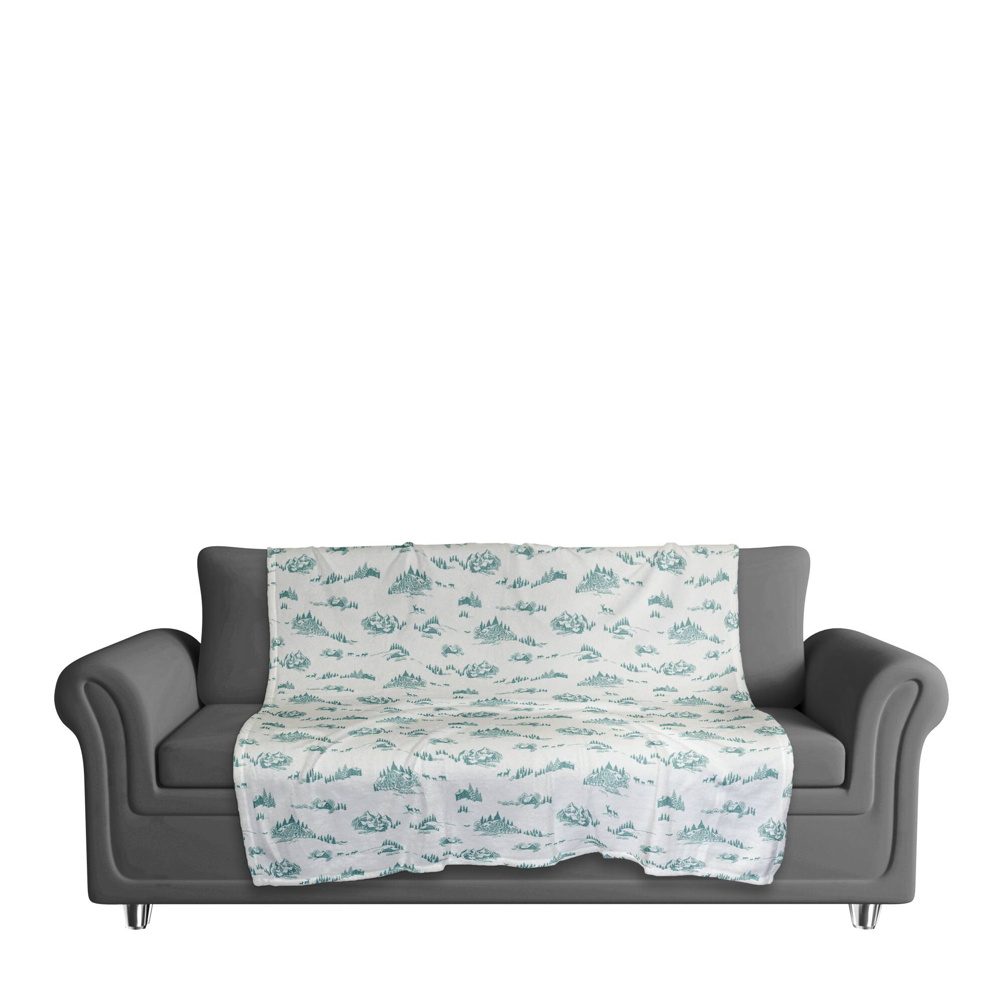 Snowy Town Teal 50x60 Coral Fleece Blanket